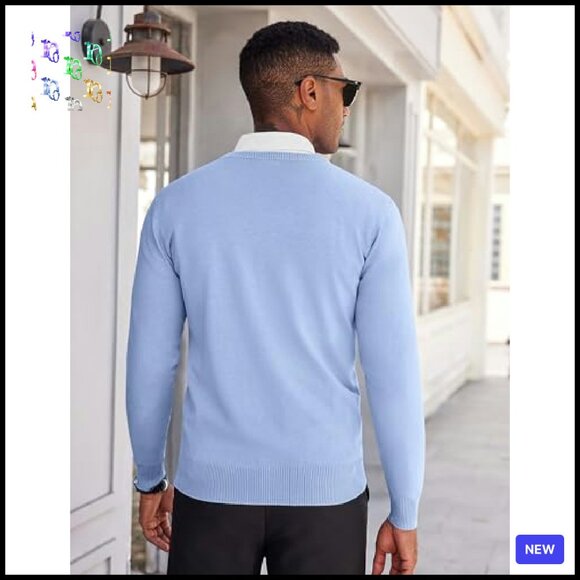 Lightweight V-Neck Pullover Sweater Classic Knitted Slim Fit Layering Essential - Picture 3 of 7